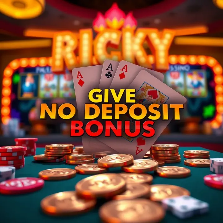 Illustration of a casino bonus offer with coins and cards symbolizing a no deposit promotion