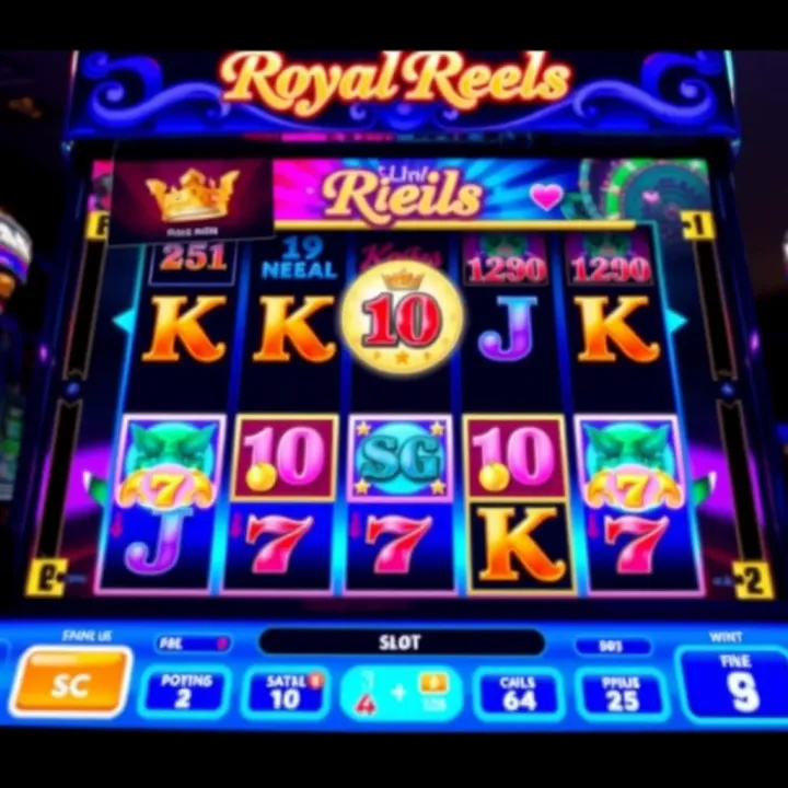 Online slot game interface displaying vibrant reels and bonus features on Royal Reels platform