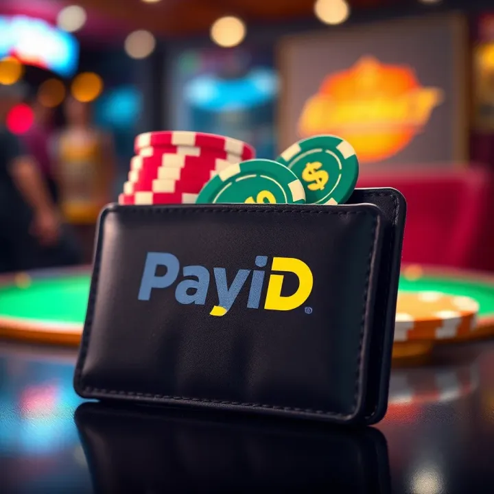 Digital wallet displaying PayID logo with casino chip and dollar signs